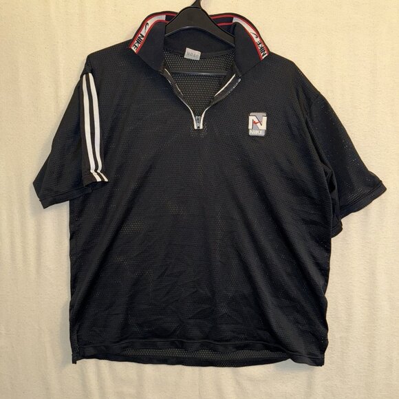 Vintage Retro 90s Nike Mesh Shirt Half Zip Collared Light Large - Picture 1 of 10